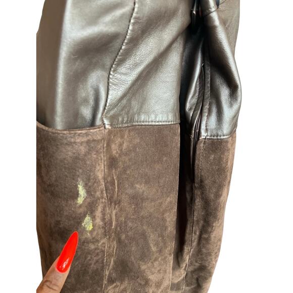 BROWN VTG LEATHER SNAKESKIN SKIRT - Picture 3 of 6